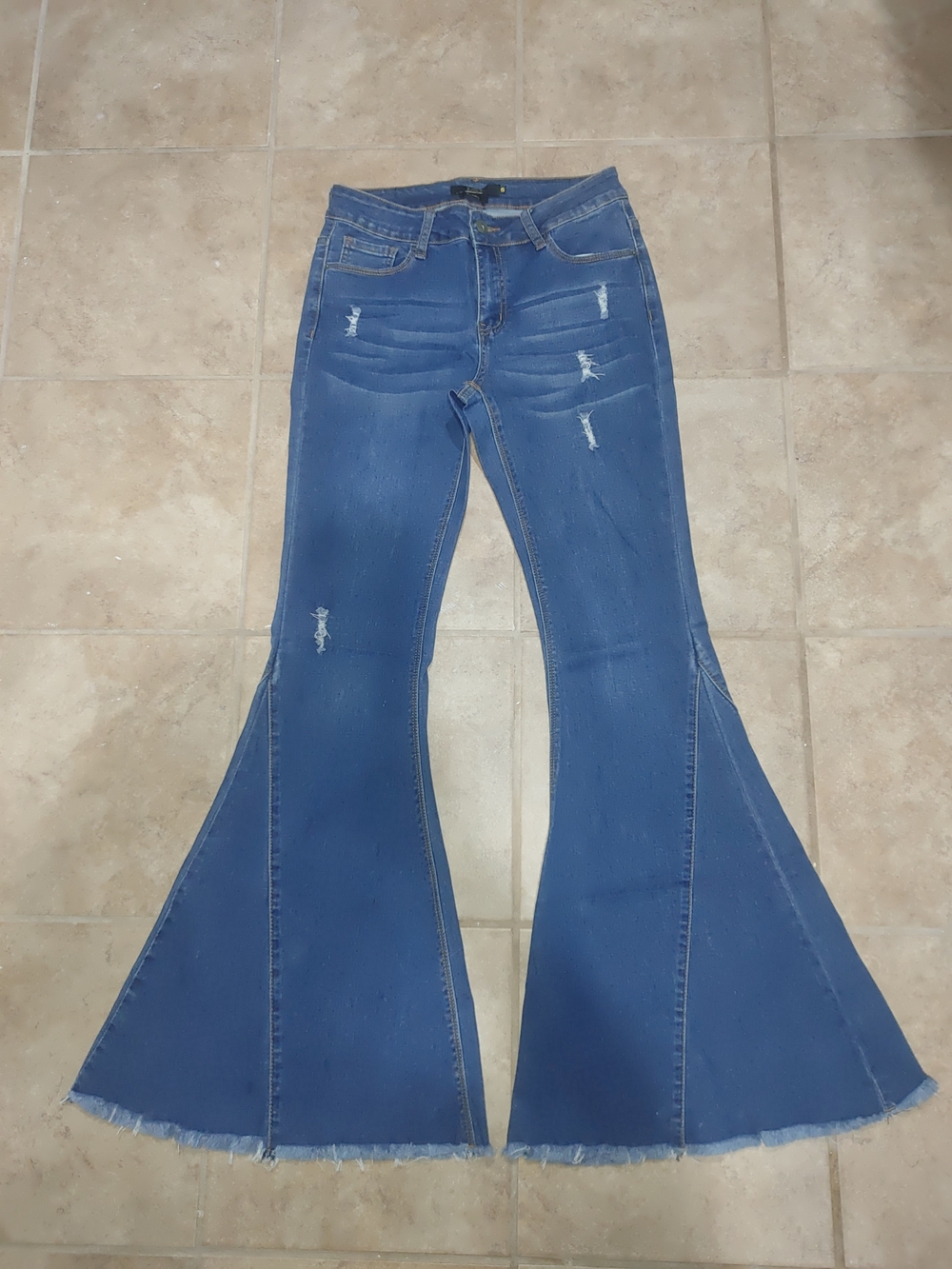 L&B Blue Distressed Flare Jeans